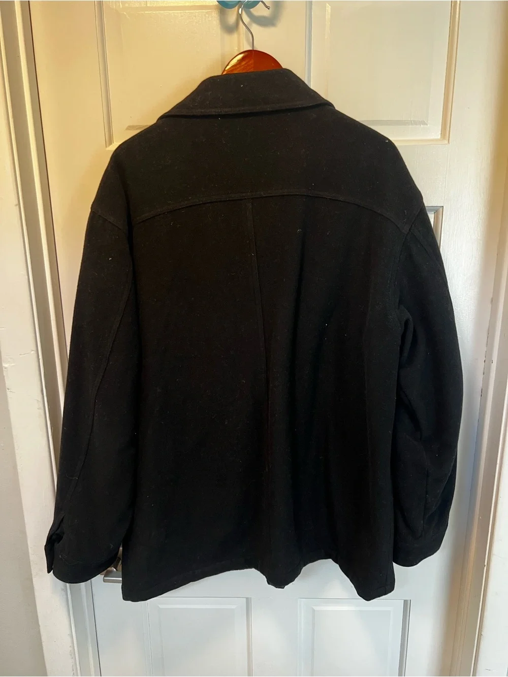 Banana Republic Men's Black Pea Coat - Quilted Lining